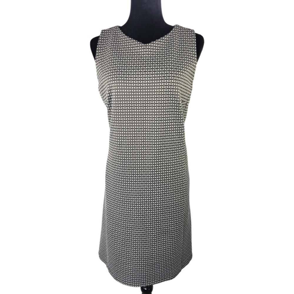 ✅ Ann Taylor Black white sheath midi dress sleeveless size M